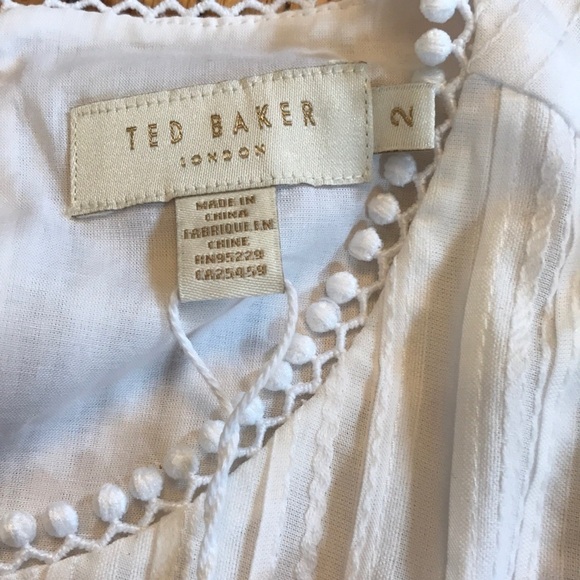 TED BAKER Silais White Double Frill Blouse Size 4-6 - Picture 8 of 12